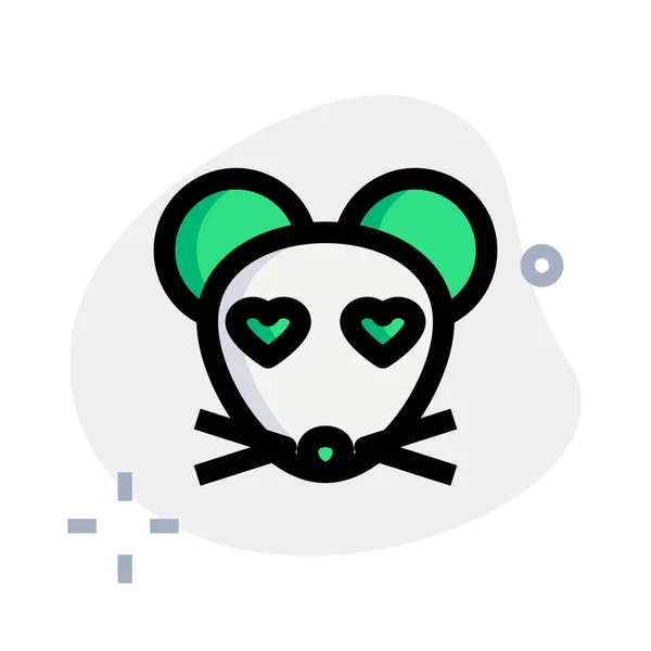 Happy Romantic Mouse Dengan Mata Hati Emoji - Stok Vektor