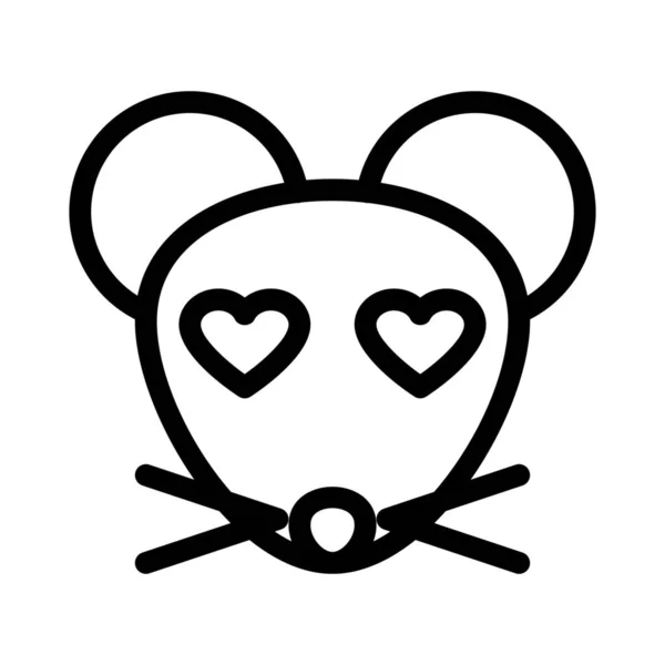 Šťastná Romantická Myš Srdečnýma Očima Emoji — Stockový vektor