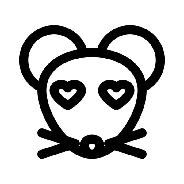 Rato Romântico Feliz Com Emoji Olhos Coração — Vetor de Stock
