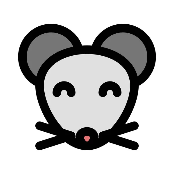 Smiling Mouse Emoticon Mustache Face — 스톡 벡터