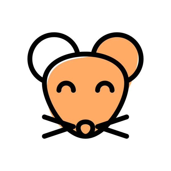 Lächelndes Maus Emoticon Mit Schnurrbart Gesicht — Stockvektor