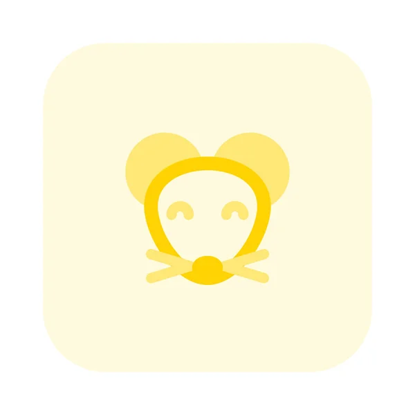 Smiling Mouse Emoticon Mustache Face — 스톡 벡터