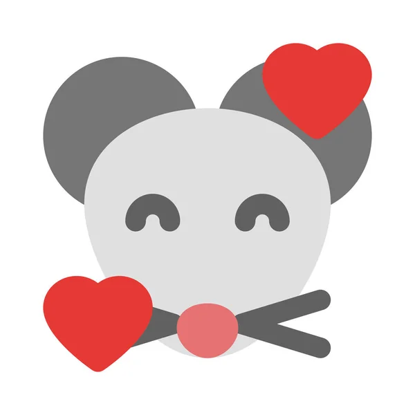 Smiling Mouse Hearts Revolving Face Emoticon — Stock Vector