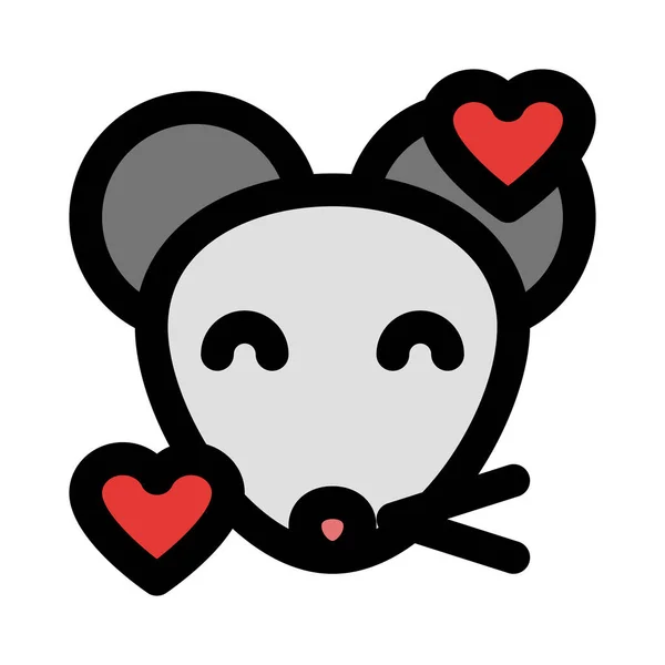 Usmívající Myš Srdcem Otáčejícím Kolem Tváře Emotikonu — Stockový vektor