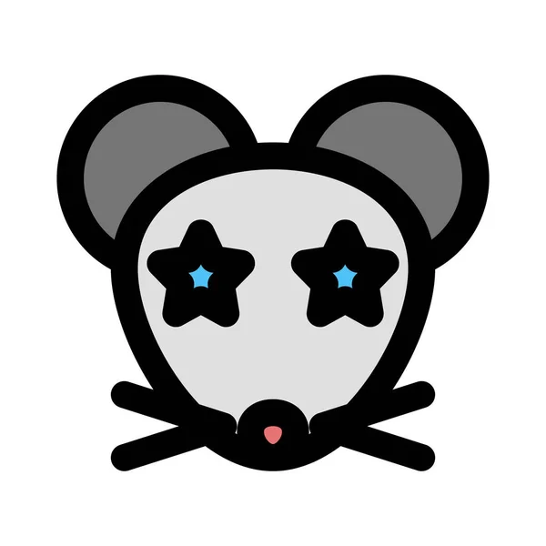 Estrela Presa Nos Olhos Emoticon Mouse —  Vetores de Stock