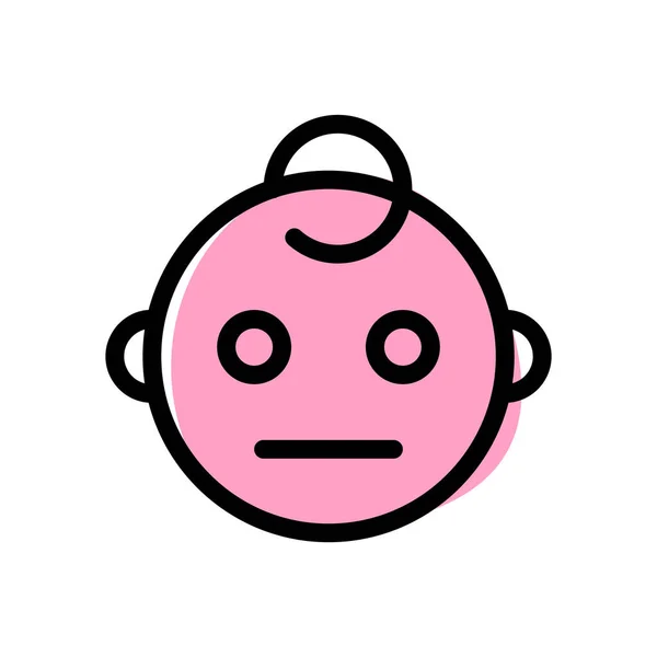Neutro Bambino Faccia Emoji Rappresentazione Pittorica Layout — Vettoriale Stock