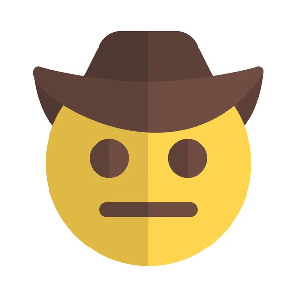 Cowboy Netural Face Expression Brim Hat — 스톡 벡터