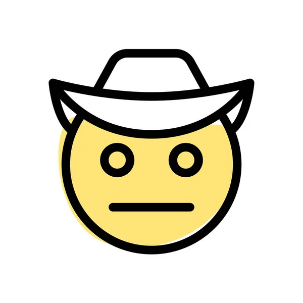 Cowboy Netural Visage Expression Avec Bord Chapeau — Image vectorielle