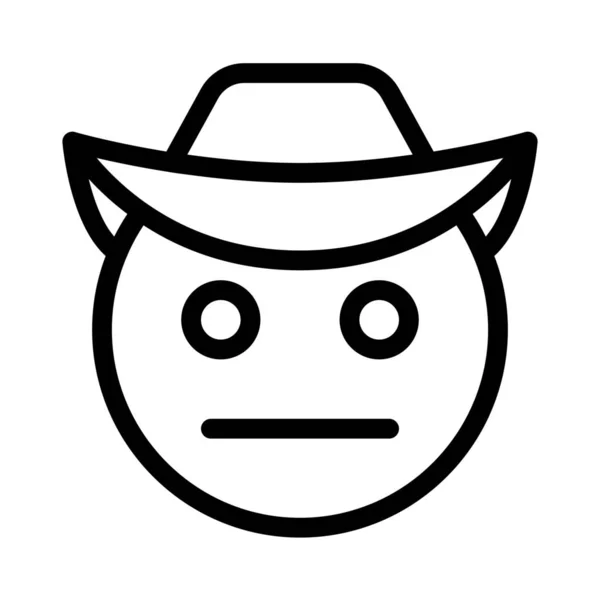 Cowboy Netural Face Expression Brim Hat — 스톡 벡터