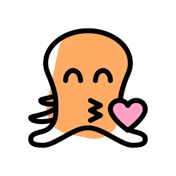 Octopus Multiple Legs Emoji Blowing Kiss Heart — 스톡 벡터