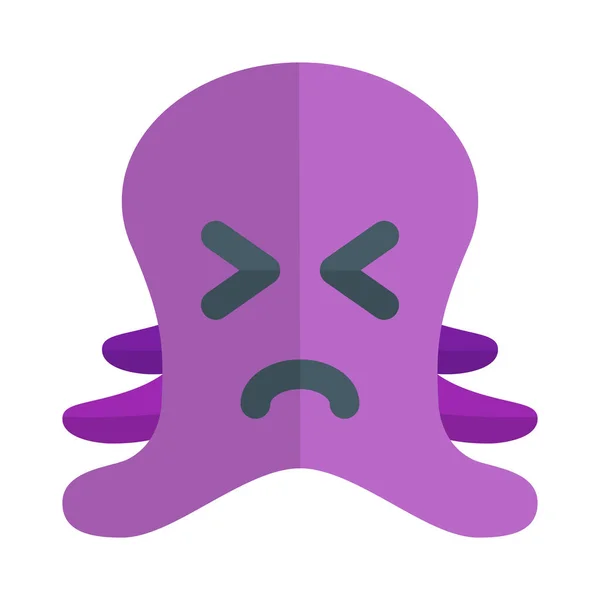 Χταπόδι Συνοφρύωμα Ενώ Squinting Emoji Μοιράζονται Online — Διανυσματικό Αρχείο