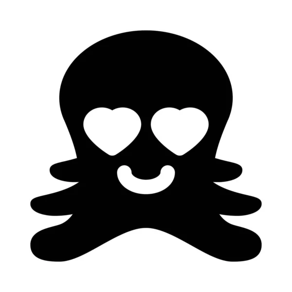 Poulpe Romantique Heureux Avec Des Yeux Coeur Dans Amour Emoji — Image vectorielle