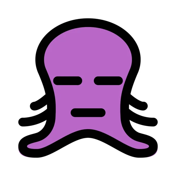 Λυπηρό Χταπόδι Ουδέτερο Πρόσωπο Emoji Επίπεδη Έκφραση Στόματος — Διανυσματικό Αρχείο