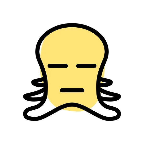 Sad Octopus Neutral Face Emoji Flat Mouth Expression — 스톡 벡터