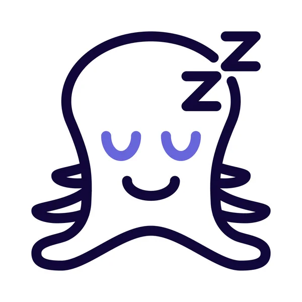 Dormir Pulpo Emoticono Representación Pictórica Compartida Messenger — Vector de stock