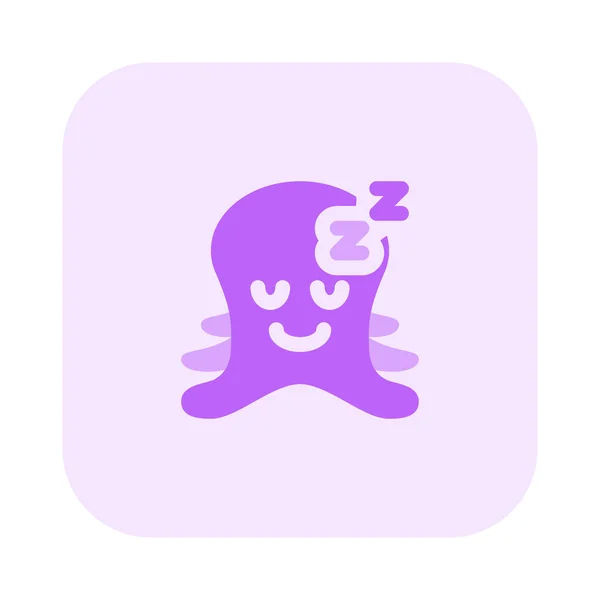 Sleeping Octopus Emoticon Pictorial Representation Shared Messenger — ストックベクタ