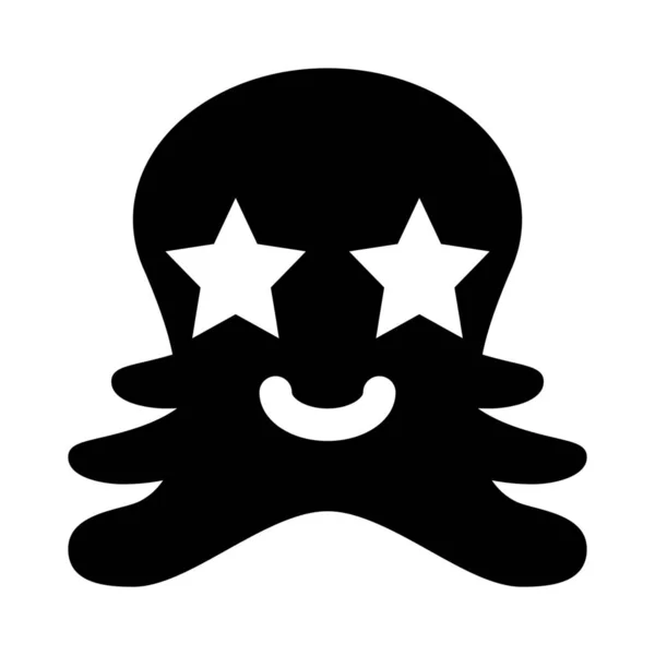 Star Stuck Eyes Octopus Emoticon — Stock Vector