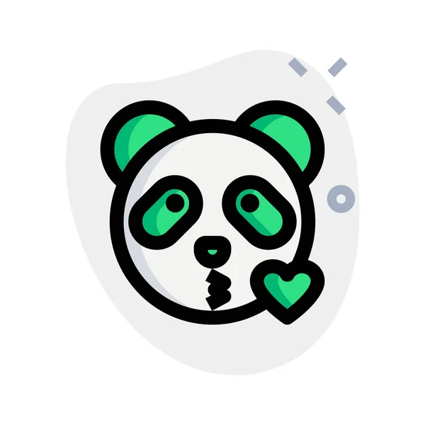 Panda Com Olhos Grandes Emoji Soprando Beijo Com Coração — Vetor de Stock