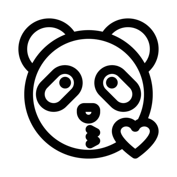 Panda Com Olhos Grandes Emoji Soprando Beijo Com Coração — Vetor de Stock