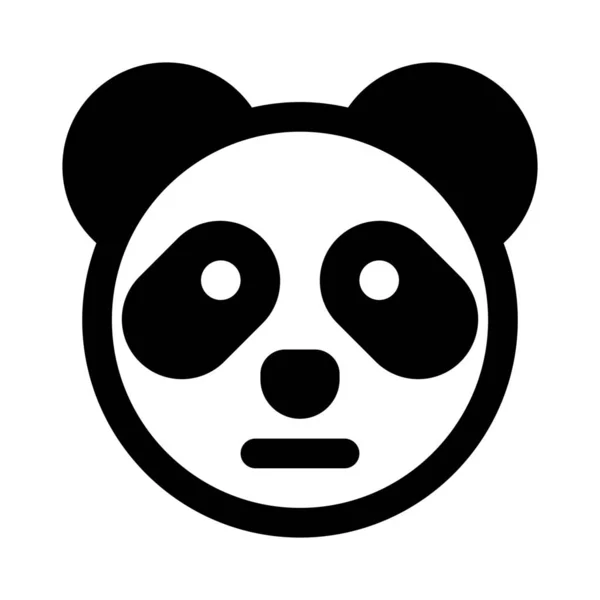 Neutral Panda Ansikte Emoji Med Platt Mun Uttryck — Stock vektor