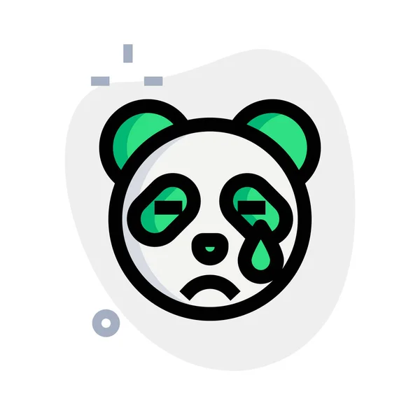 Panda Gråtande Bild Representation Med Tårar Rinner — Stock vektor