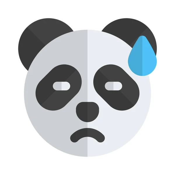 Panda Triste Espressione Facciale Con Sudore Freddo — Vettoriale Stock