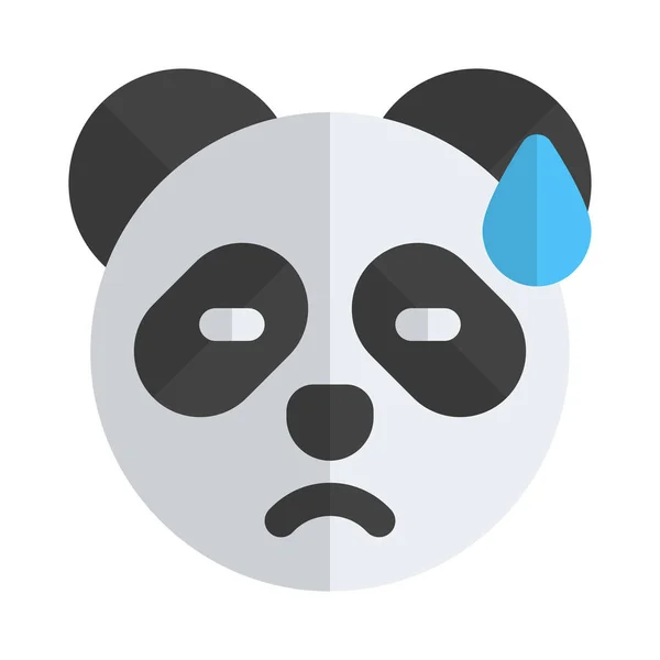 Panda Triste Expression Faciale Avec Sueur Froide — Image vectorielle