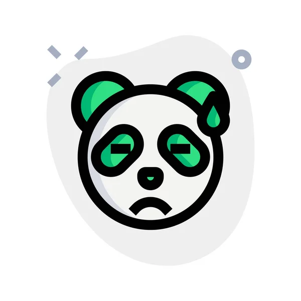 Ekspresi Wajah Sedih Panda Dengan Keringat Dingin - Stok Vektor