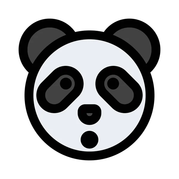 Émoticône Panda Expression Choc Avec Bouche Grande Ouverte — Image vectorielle