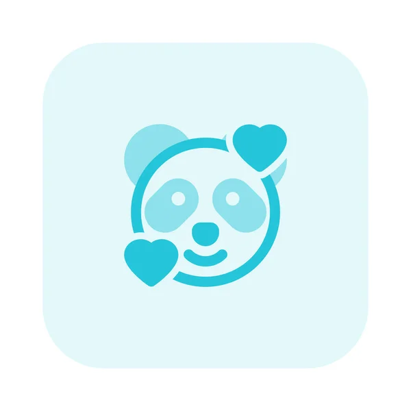 Smiling Panda Hearts Revolving Face Emoticon — 스톡 벡터