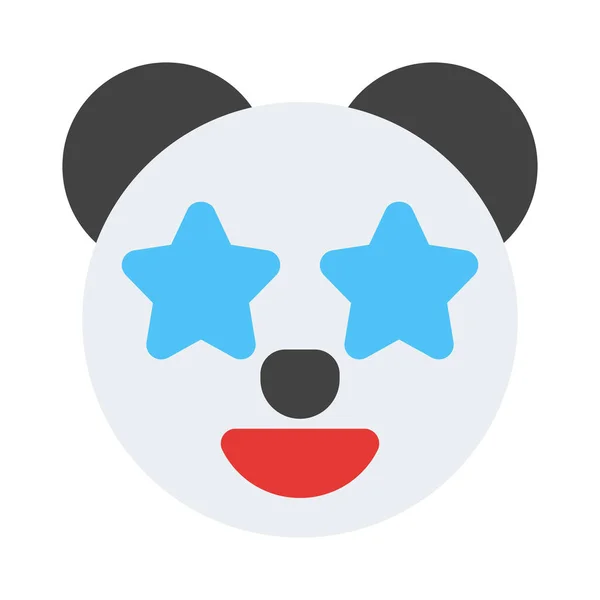 Star Stuck Eyes Panda Emoticon — стоковый вектор