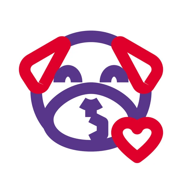 Pug Dog Emoji Blowing Kiss Heart — 스톡 벡터