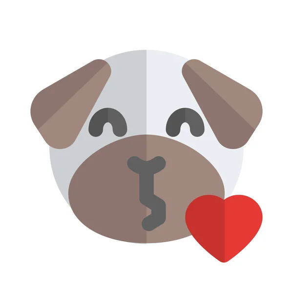 Mops Hund Emoji Pustet Kuss Mit Herz — Stockvektor
