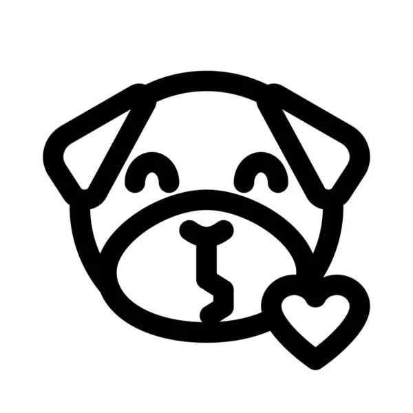 Pug Dog Emoji Kalp Ile Öpücük Üfleme — Stok Vektör