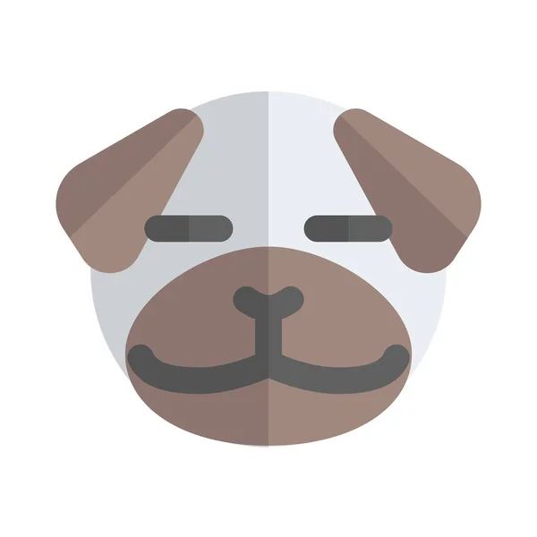 Pug Hond Met Ogen Gesloten Emoticon Gedeeld Social Media — Stockvector