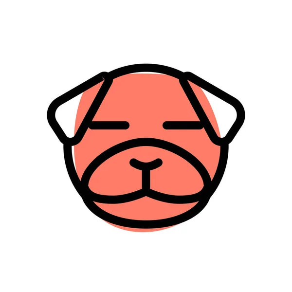 Pug Dog Eyes Closed Emoticon Shared Social Media — Stock Vector
