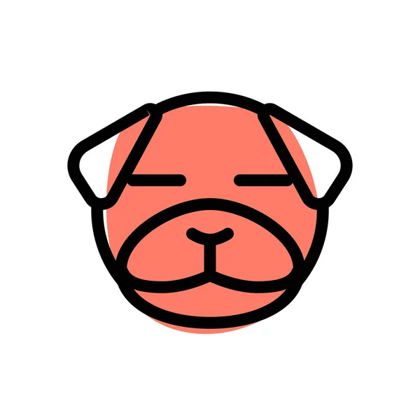 Perro Pug Con Los Ojos Cerrados Emoticono Compartido Las Redes — Vector de stock