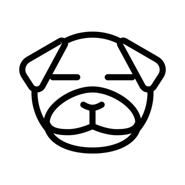 Perro Pug Con Los Ojos Cerrados Emoticono Compartido Las Redes — Vector de stock