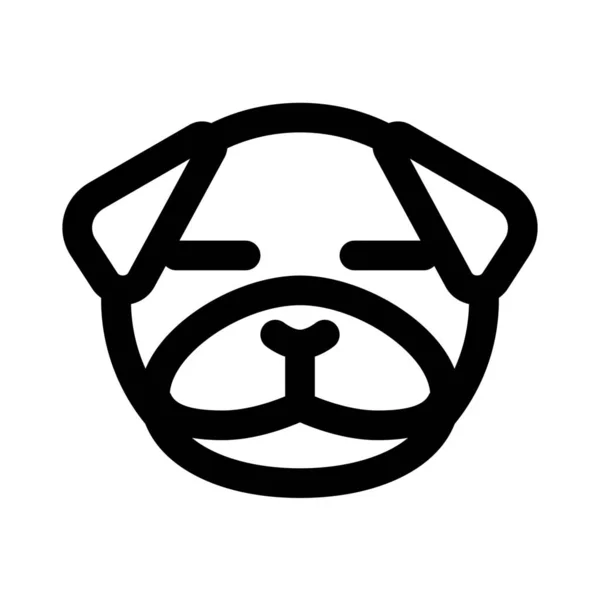 Pug Pes Zavřenýma Očima Emoticon Sdílené Sociálních Médiích — Stockový vektor