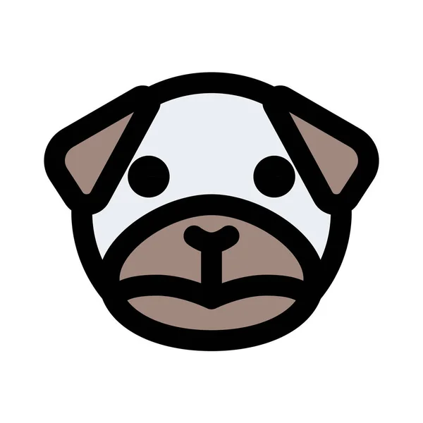 Smutný Pug Pes Mračení Obrazové Reprezentace Chat Emoticon — Stockový vektor