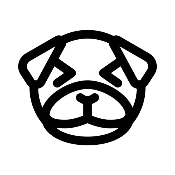 Pug Dog Grinning Squint Same Time — стоковый вектор