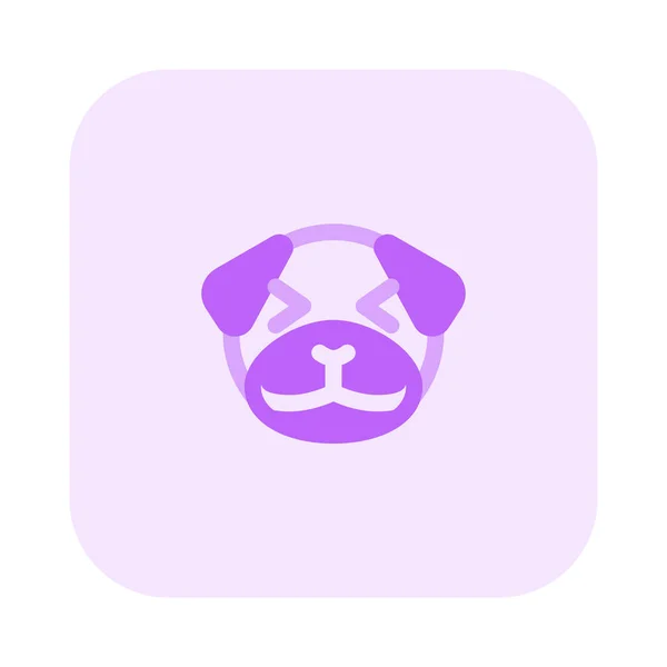 Pug Dog Grinning Squint Same Time — Stock Vector