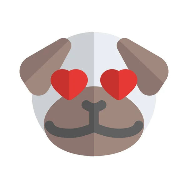 Romantischer Glücklicher Mops Mit Verliebten Herzaugen Emoji — Stockvektor