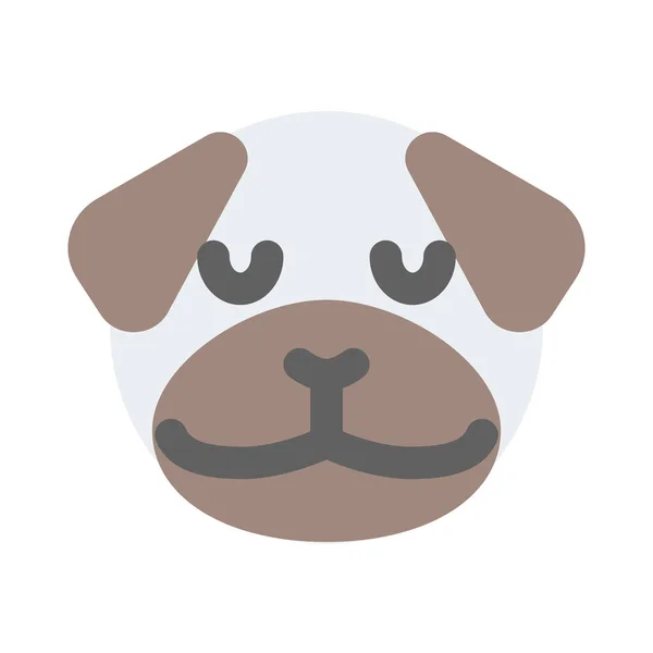 Σκεπτική Pug Έκφραση Σκυλιών Emoticon Απομονωμένο Μέρος — Διανυσματικό Αρχείο