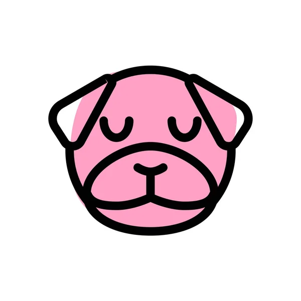 Pensivo Pug Cão Expressão Emoticon Lugar Isolado — Vetor de Stock