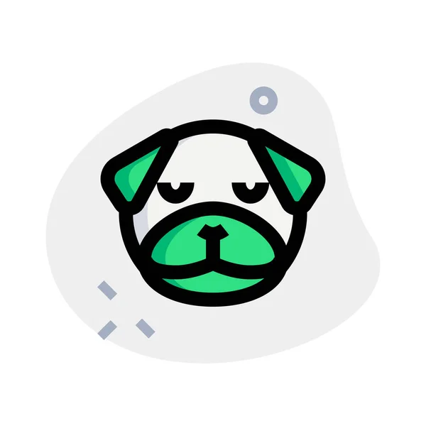 Pensive Pug Dog Expression Emoticon Isolated Place — стоковый вектор