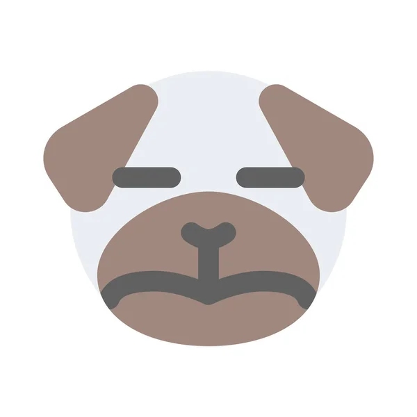 Neutrální Pug Pes Tvář Emoji Zavřenýma Očima — Stockový vektor