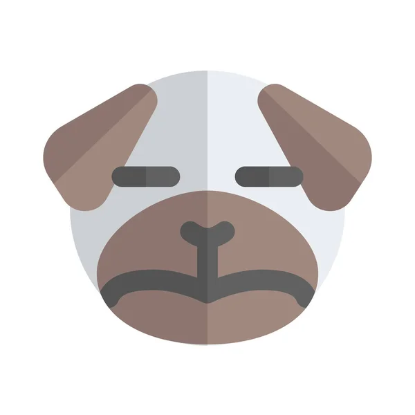 Neutro Pug Cão Rosto Emoji Com Olhos Fechados —  Vetores de Stock