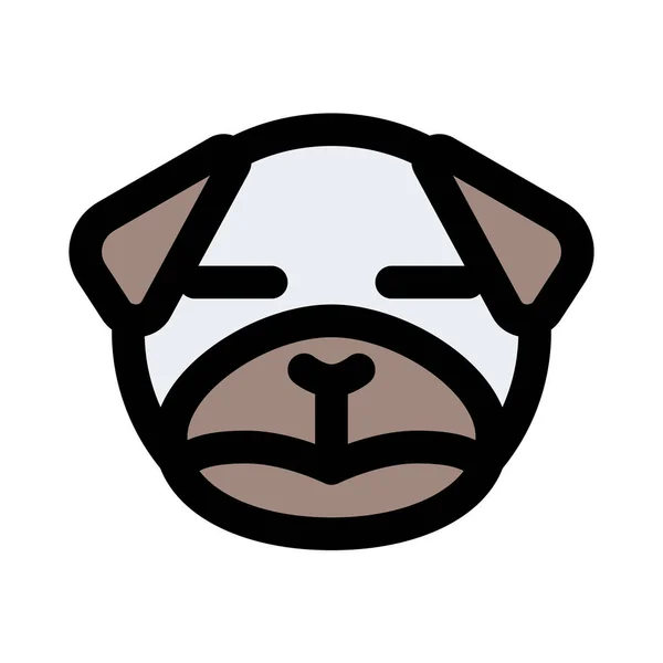 Neutrale Pug Hond Gezicht Emoji Met Gesloten Ogen — Stockvector