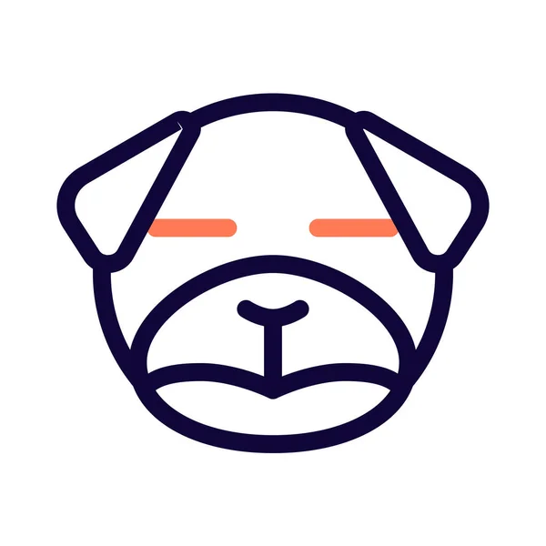Neutro Pug Cão Rosto Emoji Com Olhos Fechados —  Vetores de Stock